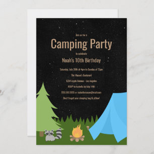 Boys Camping Invitation à la fête d'anniversaire
