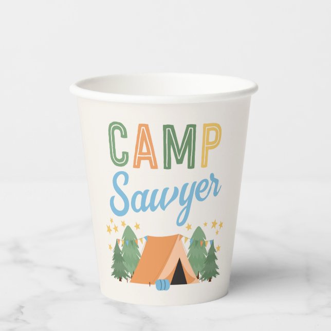Boy's Camping Party Paper Cups Pappbecher (Vorderseite)