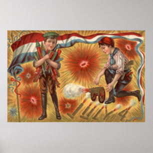 Boys Cannon Fireworks Firecracker Poster