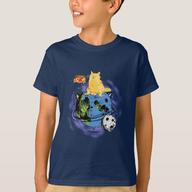 Boy's Cat in Orbit Tshirt  (Vorderseite)