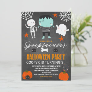Boys Chalkboard Halloween-Party Geburtstag Einladung
