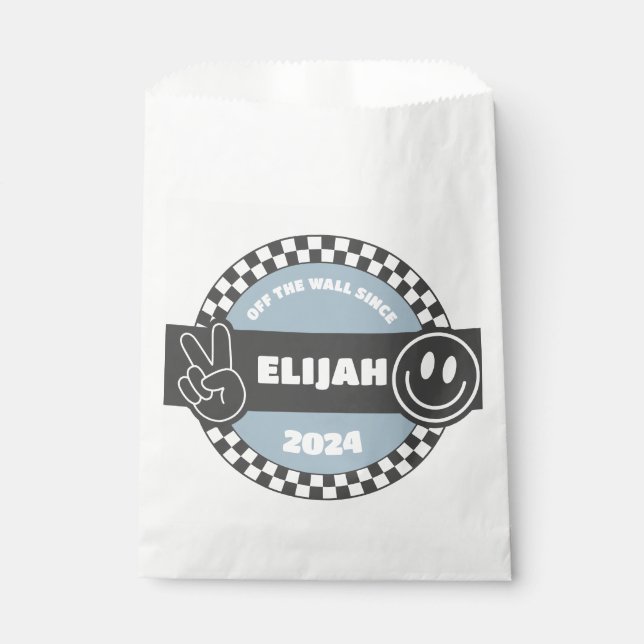 Boys' Checkered Skateboard Groovy Krass Geburtstag Geschenktütchen (Vorderseite)