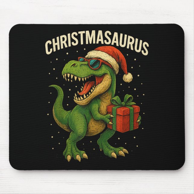 Boys Christmasaurus Christmas Dinosaur Dino Family Mousepad (Vorne)