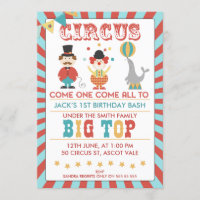 Boys Circus Anniversaire Fête Invitation