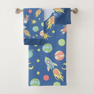 Boys Colorful Rocket Ship Space Motif et nom