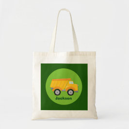 Boys Construction Dump Truck Green Kids Monogram Tragetasche