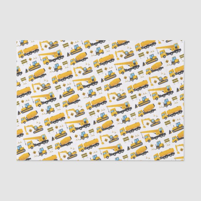 Boys Construction Dump Trucks Party Supplies Seidenpapier (Vorderseite)