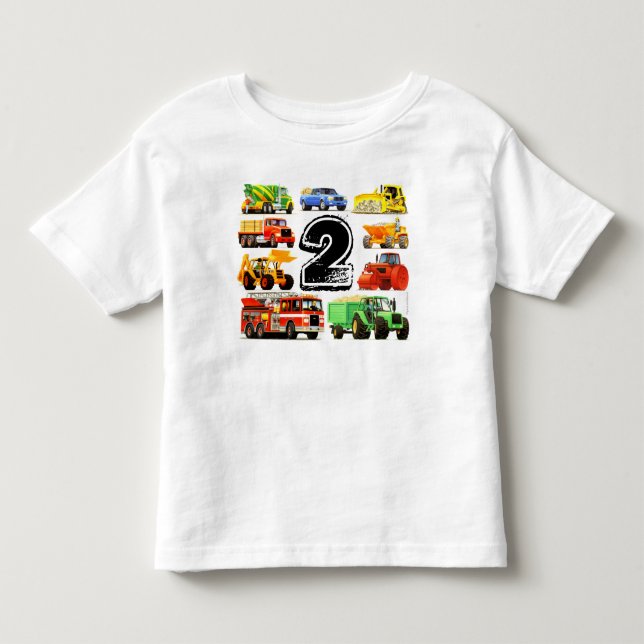 Boy's Construction Truck 2. Geburtstag Kleinkind T-shirt (Vorderseite)