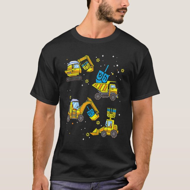 Boys Construction Vehicle Hanukkah Jewish Boys Kid T-Shirt (Vorderseite)
