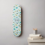 Boys Cool Blue Dinosaur Pattern Kids Skateboard<br><div class="desc">This modern and cool kids skateboard design feature a dinosaur pattern,  with a t-rex and triceratops print on a blue background,  and can be personalized with your boys name and monogram. Die perfekte Dino Gift für Any Skateboard Enthusiast.</div>