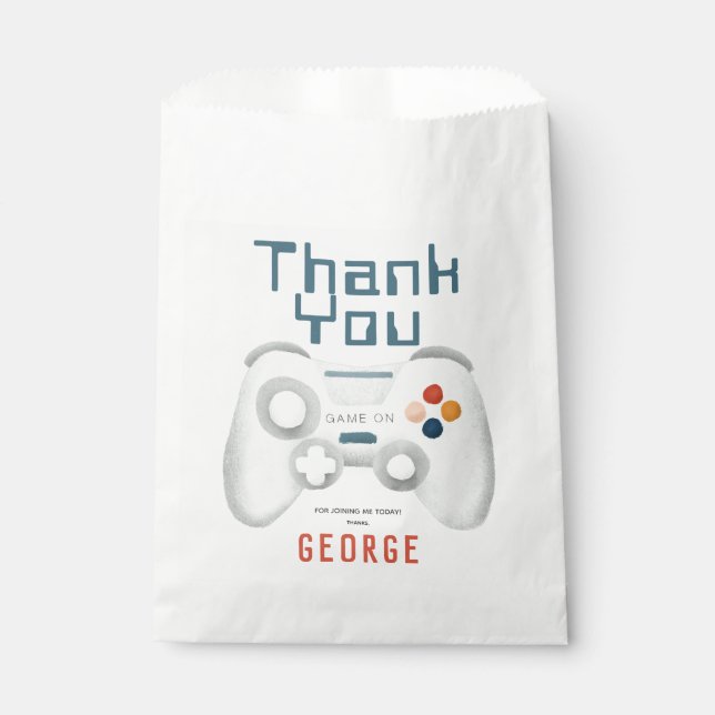 Boys Cool Blue Gaming Kindergeburtstag Geschenktütchen (Vorderseite)