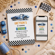 Boys Cool Blue Racing Car Kindergeburtstag