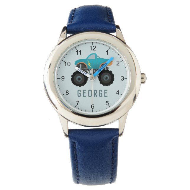 Boys Cool Blue Truck Kids Armbanduhr (Vorderseite)