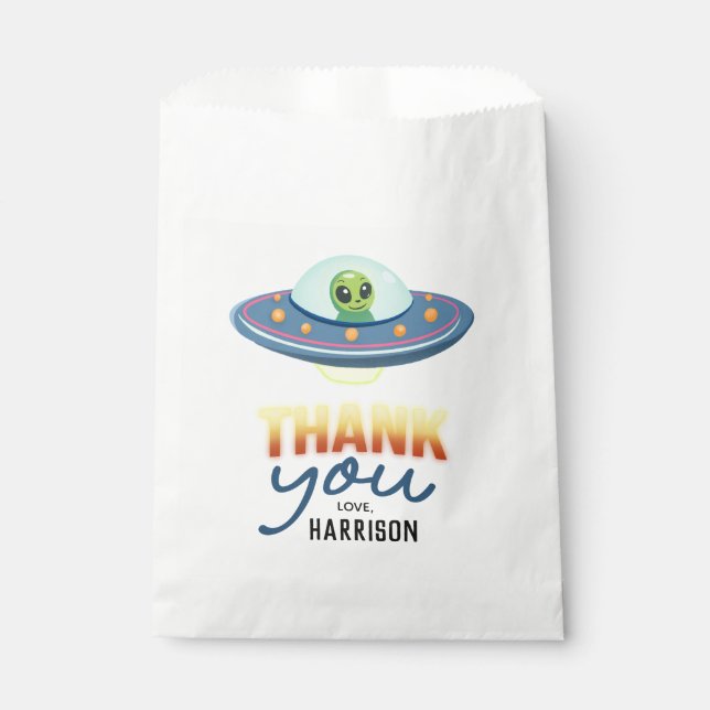 Boys Cool Neon Space Alien Birthday Favor Geschenktütchen (Vorderseite)