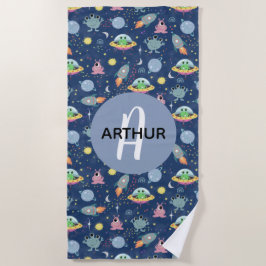 Boys Cool Space Muster Rocket Ship Alien Kids Strandtuch
