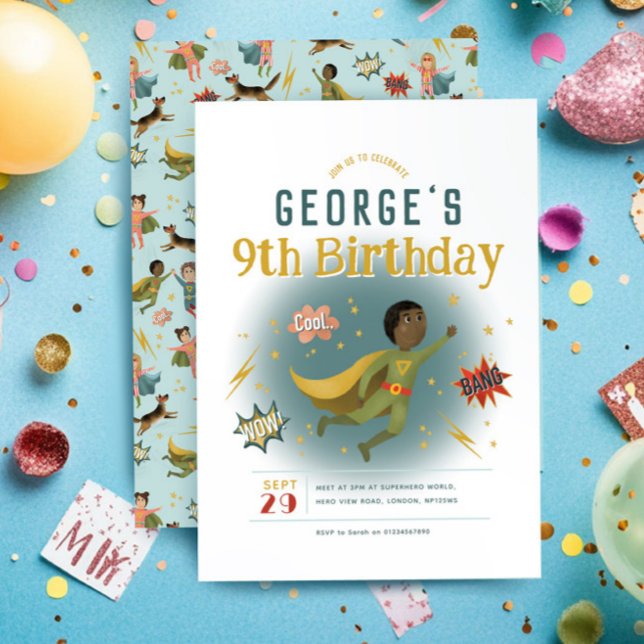 Boys Cool Superhero Comic Book Kindergeburtstag Einladung (Von Creator hochgeladen)