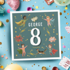 Boys Cooles Comic Book Blue Superhero Kindergeburt Serviette