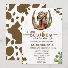 Boys Cowboy Cow Print Baby Dusche Einladung