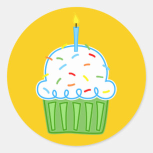 Boys Cupcakes Gelbe Aufkleber