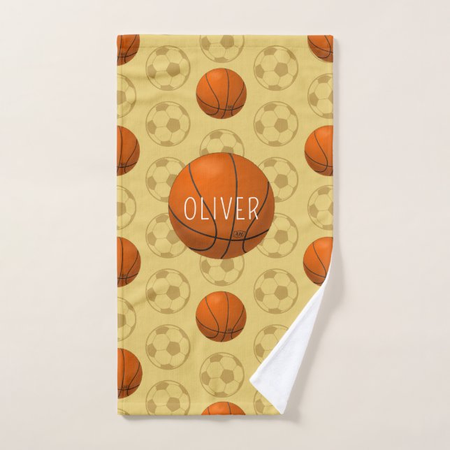 Boys Cute Sports Basketball Pattern Kids Handtuch (Handtuch)