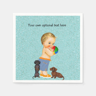 Boys Dackel Pool Party Napkins Serviette
