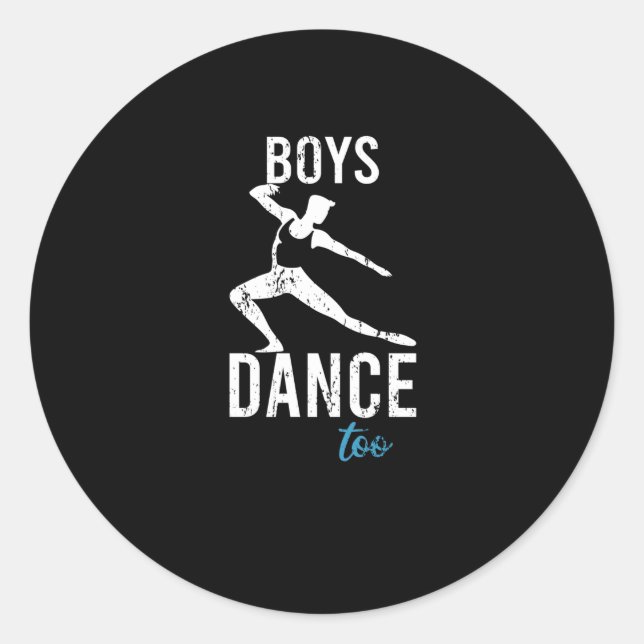 Boys Dance Too Typ Ballettjungen Tänzerin Runder Aufkleber (Vorderseite)