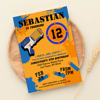 Boys Dart Gun Party Geburtstagseinladung Einladung