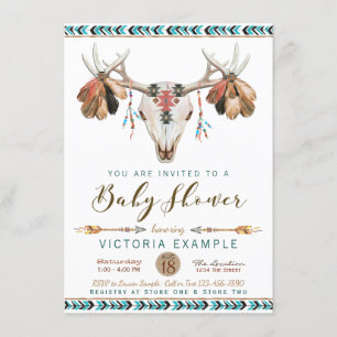 Boys Deer Antler Tribal Baby Shower Invitations