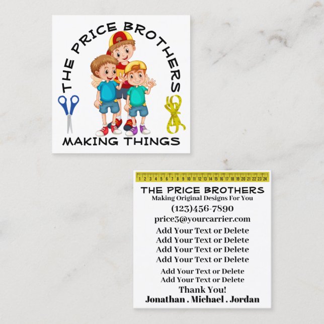 Boys Designers Carte de visite (Devant / Derrière)