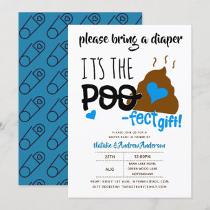 Boys DIAPER Party Blue KACKE Emoji Poofect Einladung