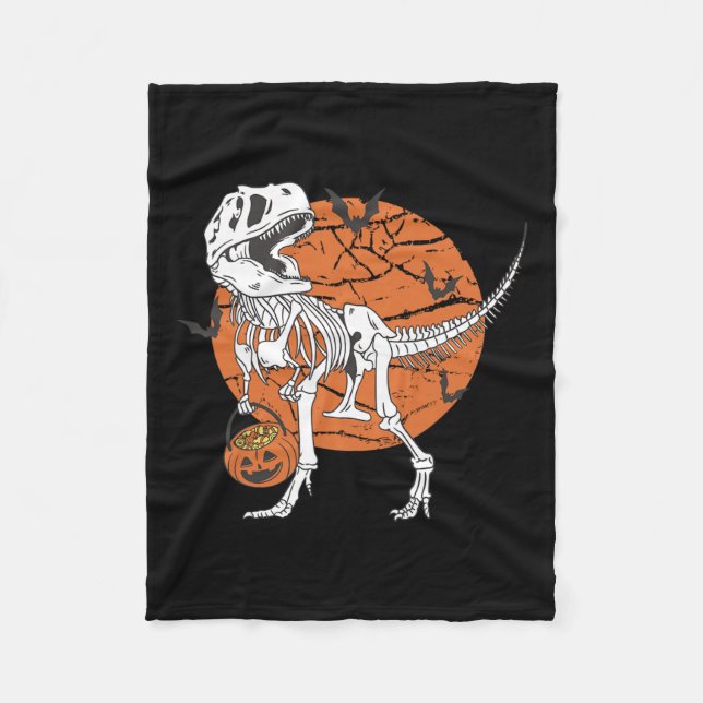 Boys Dinosaur Skeleton T Rex Beängstigend Pumpkin  Fleecedecke (Vorderseite)