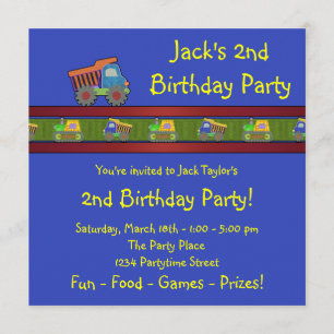 Boys Dump Truck Birthday Party Einladung