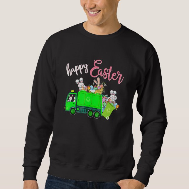 Boys Easter Eggs Bunnies Happy Oaster Ridding Gard Sweatshirt (Vorderseite)