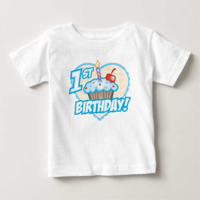 Boys erster Geburtstag Cupcake T - Shirt (Vorderseite)