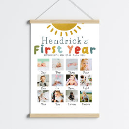 Boys erstes Jahr Sun Birthday Foto Collage Poster