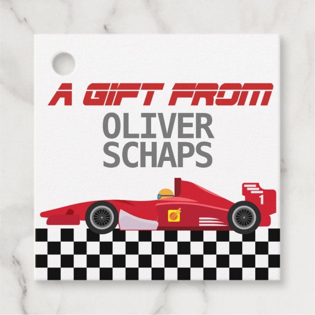 Boys F1 Racer Geschenkmarke Geschenkanhänger (Vorderseite)