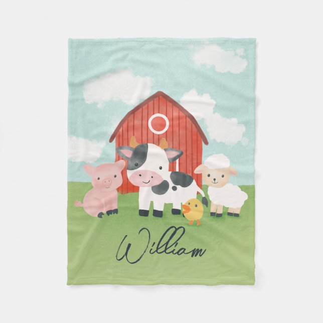 Boys Farm Animal Barnyard Kids Fleecedecke (Vorderseite)