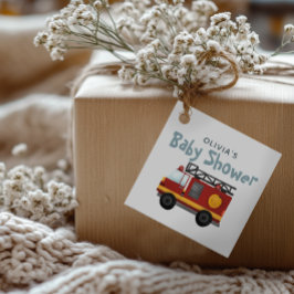 Boys Fire Truck Niedlich und modern Babydusche Geschenkanhänger