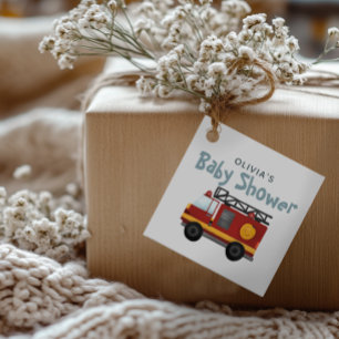 Boys Fire Truck Niedlich und modern Babydusche Geschenkanhänger