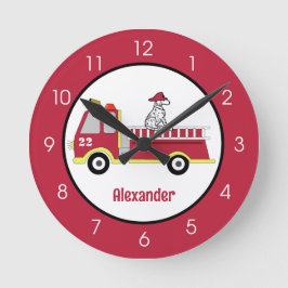 Boys Firetruck Fire Engine Runde Wanduhr