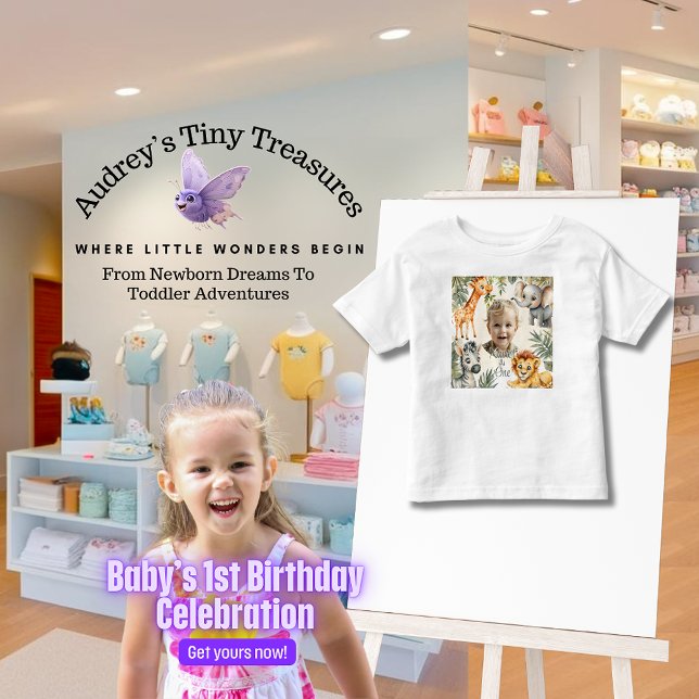 Boy's First Birthday - Jungle Safari T - Shirt (Von Creator hochgeladen)