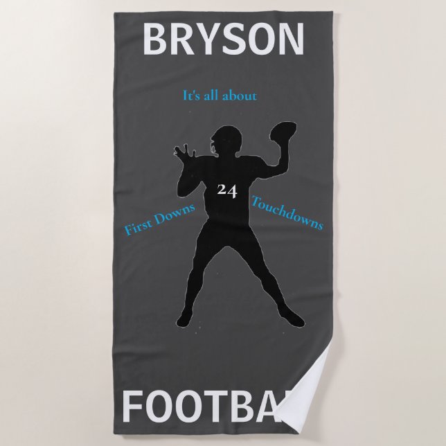 Boys Football First Down Touchdown Beach Handtuch (Vorderseite)