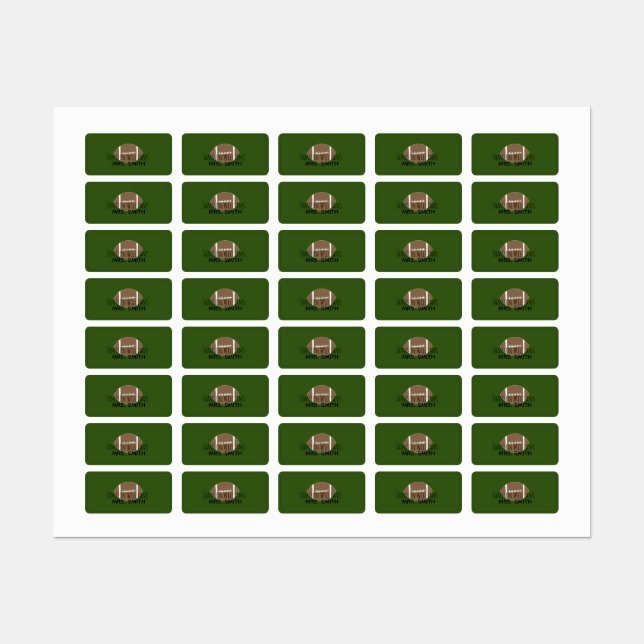 Boys Football Green Waterproof Labels Etiketten (Blatt)