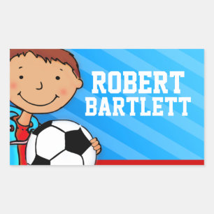 Boys football nom de football bleu id étiquette au
