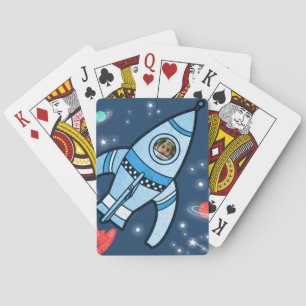 Boys Foto Space Rakete Blau Spielkarten