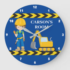 Boys für Baufahrzeuge Custom Blue Kids Bedroom Große Wanduhr