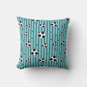 Boys Fußball Balls Black and Blue Strips Kissen