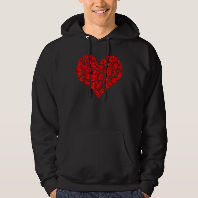 Boys Gamer  Game Heart Valentines Day  Men Kids Hoodie (Vorderseite)