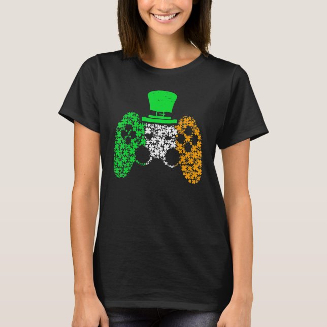 Boys Gamer Game Lucky Kleeblatt St Patricks Day Ir T-Shirt (Vorderseite)