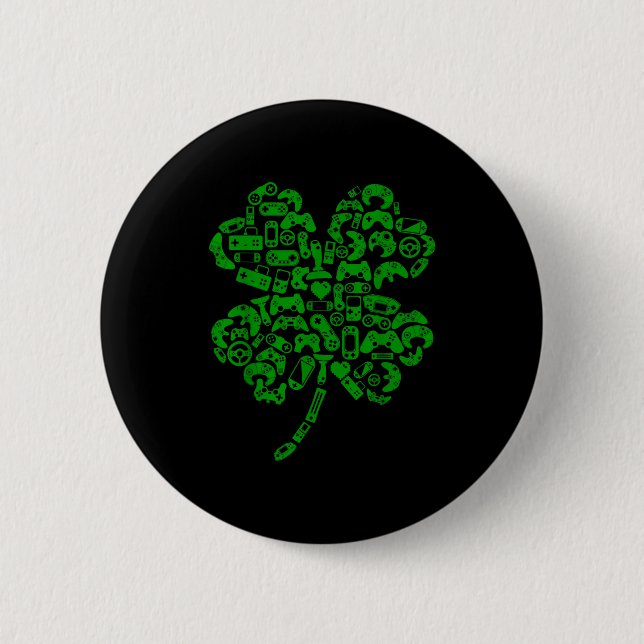 Boys Gamer Game Shamrock St Patricks Day Irish Men Button (Vorderseite)